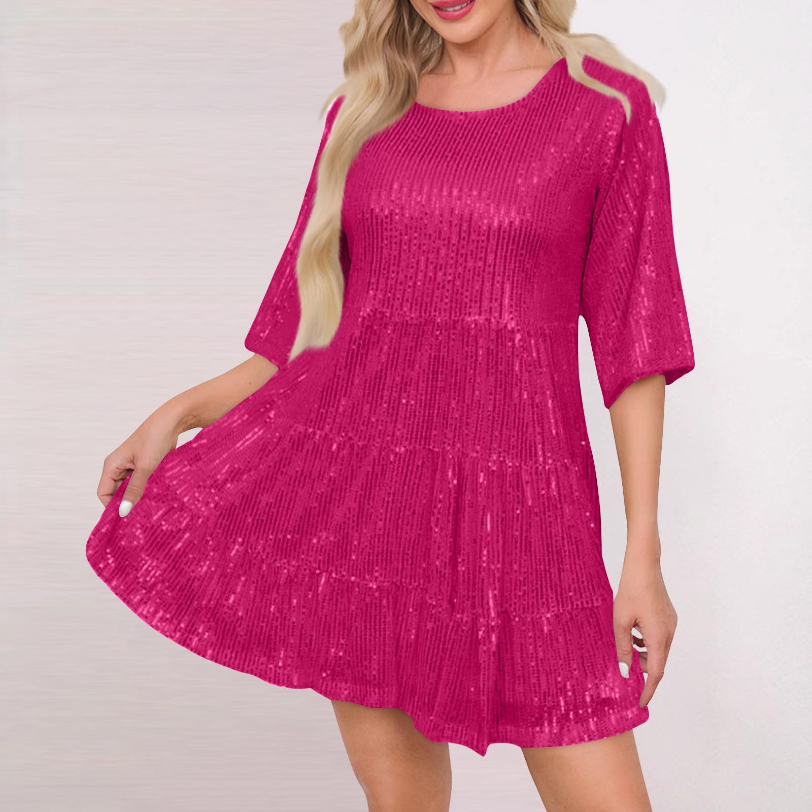 Женское модное однотонное платье с открытой талией и короткими рукавами, юбка, вечернее платье с пайетками XXL горячий розовый
Женское модное однотонное платье с открытой талией и короткими рукавами, юбка, вечернее платье с пайетками XXL горячий розовый