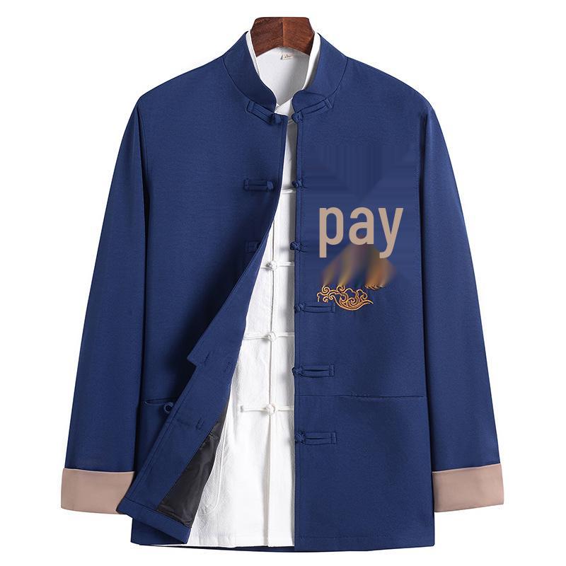 New Chinese Style Cotton-Linen Tang Suit Jacket Set for Spring/Autumn - Elderly Men’s Casual Wear M (100-110 jin) королевский синий
New Chinese Style Cotton-Linen Tang Suit Jacket Set for Spring/Autumn - Elderly Men’s Casual Wear M (100-110 jin) королевский синий