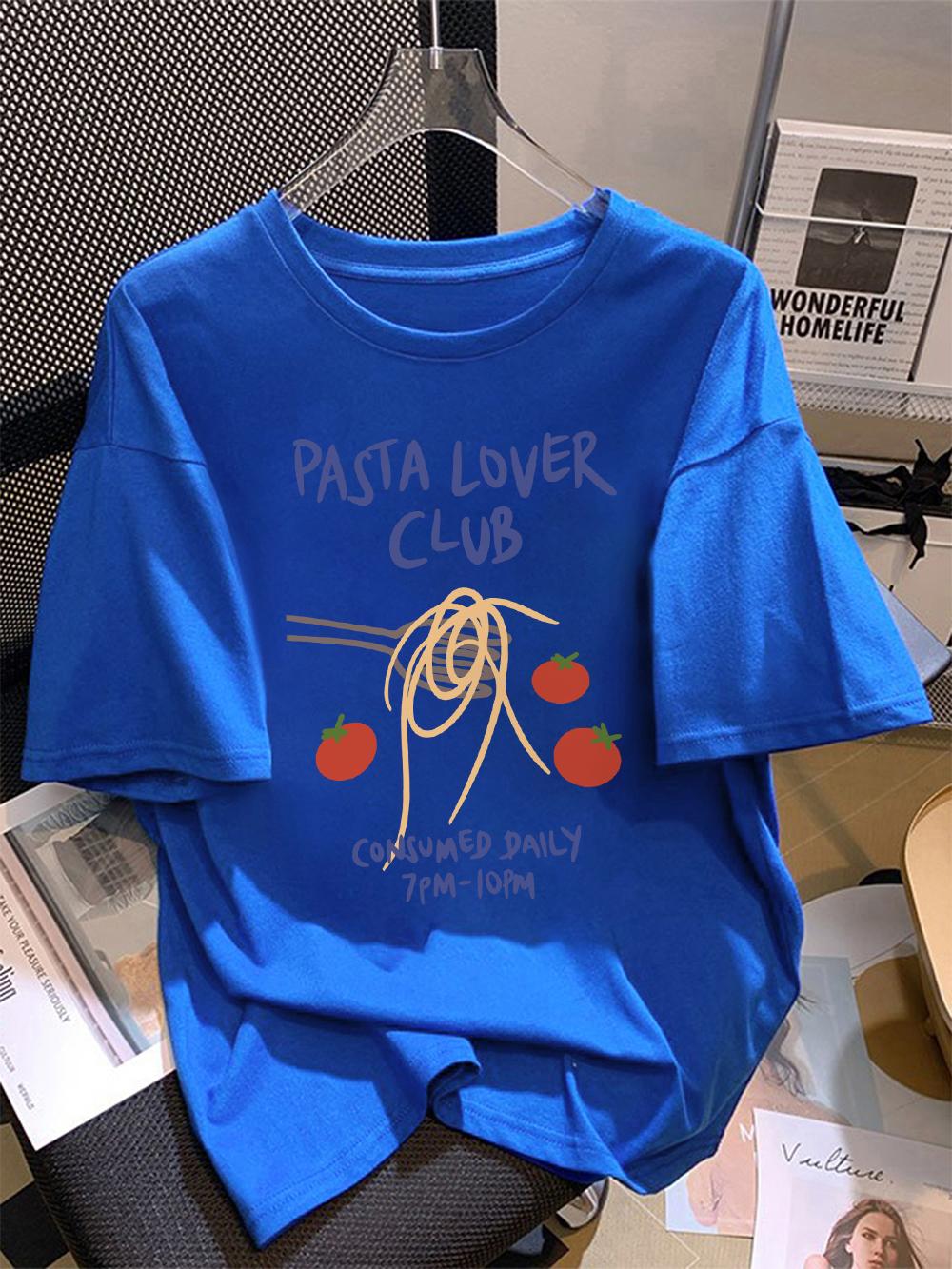 Women TShirt Cotton Summer Pasta Lover Club Consumed Daily Printing T Shirt Loose ONeck Soft Comfortable Tops Basic Clothes S
Women TShirt Cotton Summer Pasta Lover Club Consumed Daily Printing T Shirt Loose ONeck Soft Comfortable Tops Basic Clothes S