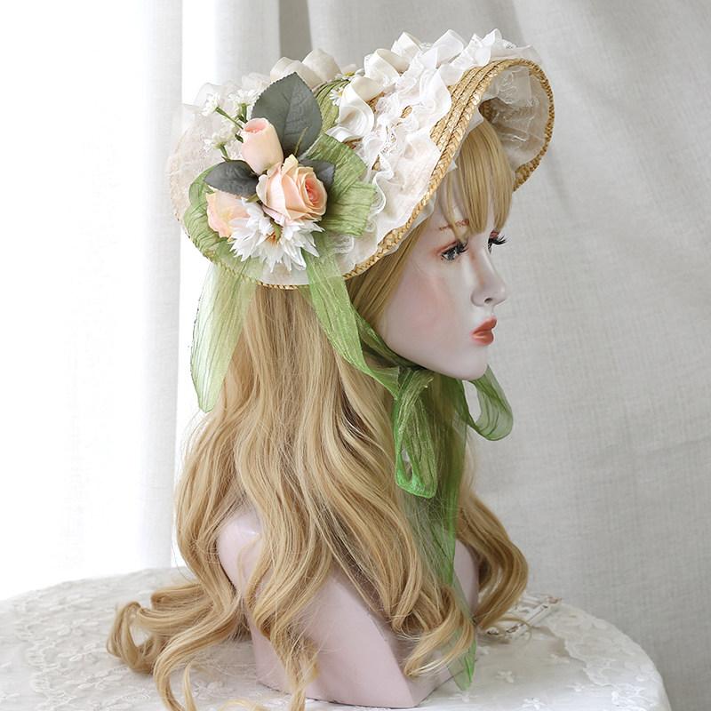 Girls Victorian Lolita Flat Bonnet Cap Headdress Womens Tea Party Sun Hat Lace Bows Flowers Ribbons Straw Hats and Handbag
Girls Victorian Lolita Flat Bonnet Cap Headdress Womens Tea Party Sun Hat Lace Bows Flowers Ribbons Straw Hats and Handbag