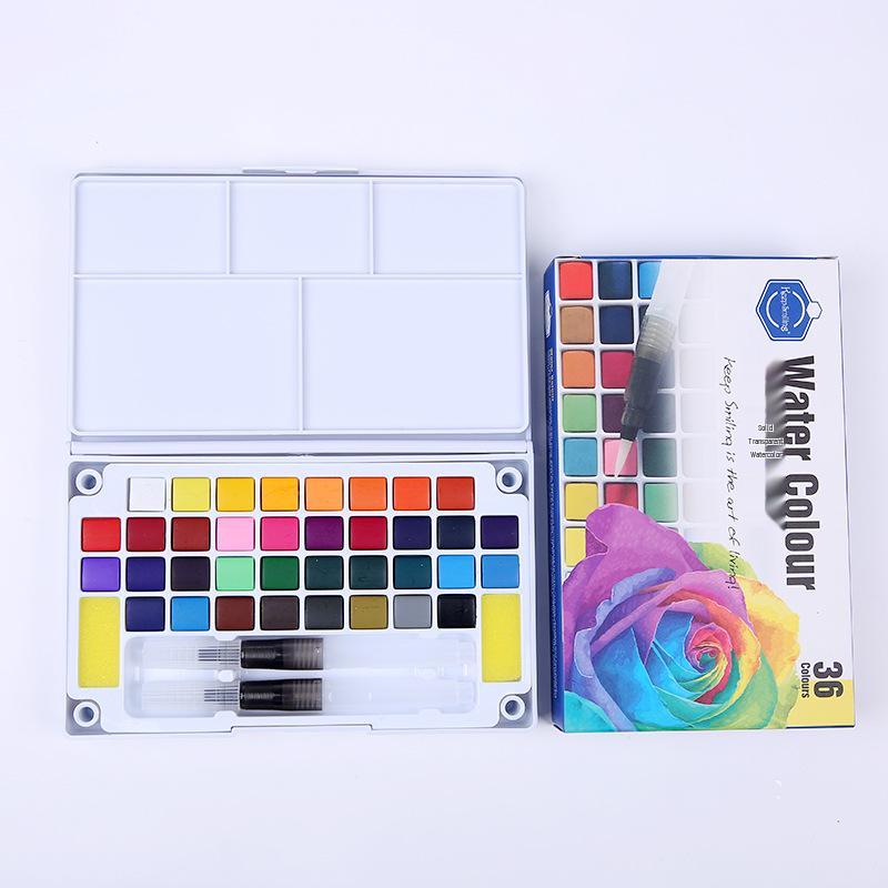 Portable Solid Watercolor Paint Set - Multi-Color Options with 12, 18, 24, or 36 Colors for Student Sketching and Art Supplies. Pan Size: 1.4*1.3*0.9cm
Portable Solid Watercolor Paint Set - Multi-Color Options with 12, 18, 24, or 36 Colors for Student Sketching and Art Supplies. Pan Size: 1.4*1.3*0.9cm
