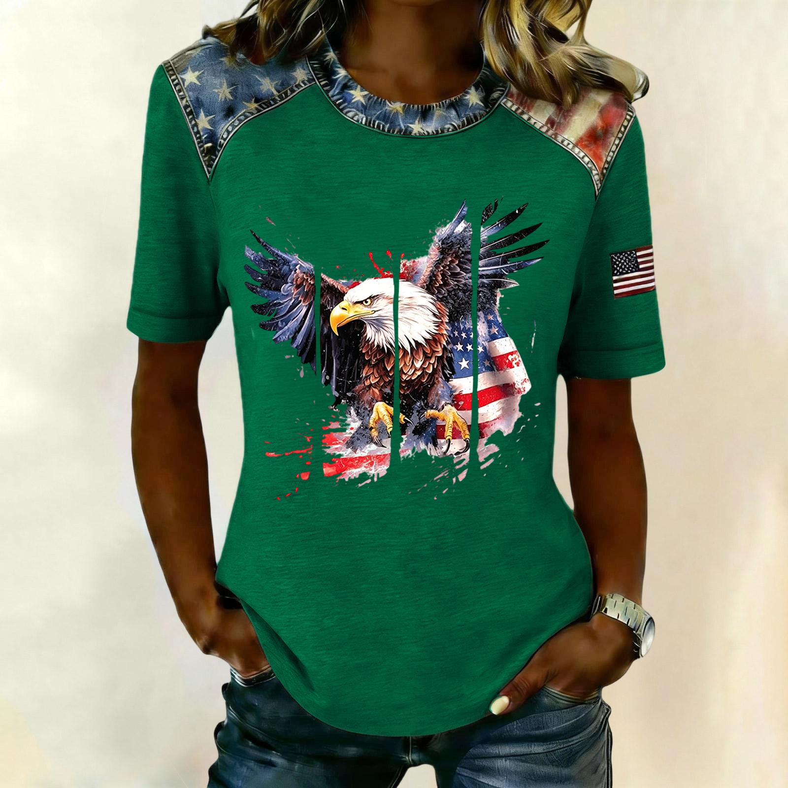 Women s Casual Short Sleeve Top with Eagle and Flag Print Crew Neck Pullover Lightweight Shirt for Everyday Wear XL зелений
Women s Casual Short Sleeve Top with Eagle and Flag Print Crew Neck Pullover Lightweight Shirt for Everyday Wear XL зелений