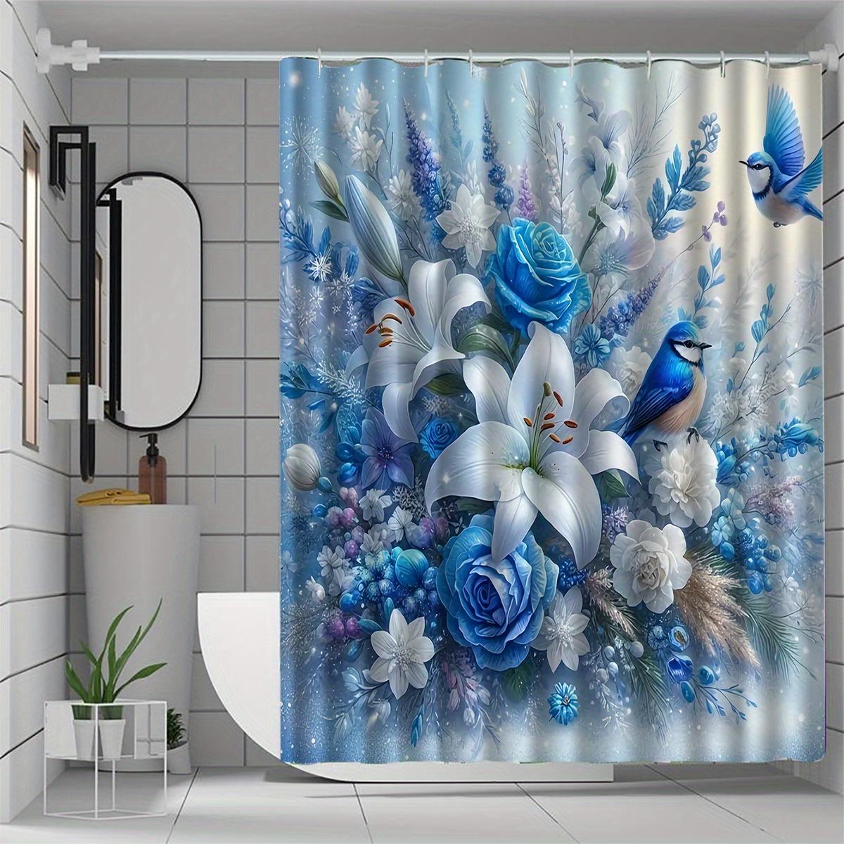 1Pc Polyester Blue Floral Pattern Shower Curtain | All-Season, Artistic Design With Roses, Lilies, And Birds, Bathroom Decor W60H190(CM)-1 Pcs
1Pc Polyester Blue Floral Pattern Shower Curtain | All-Season, Artistic Design With Roses, Lilies, And Birds, Bathroom Decor W60H190(CM)-1 Pcs