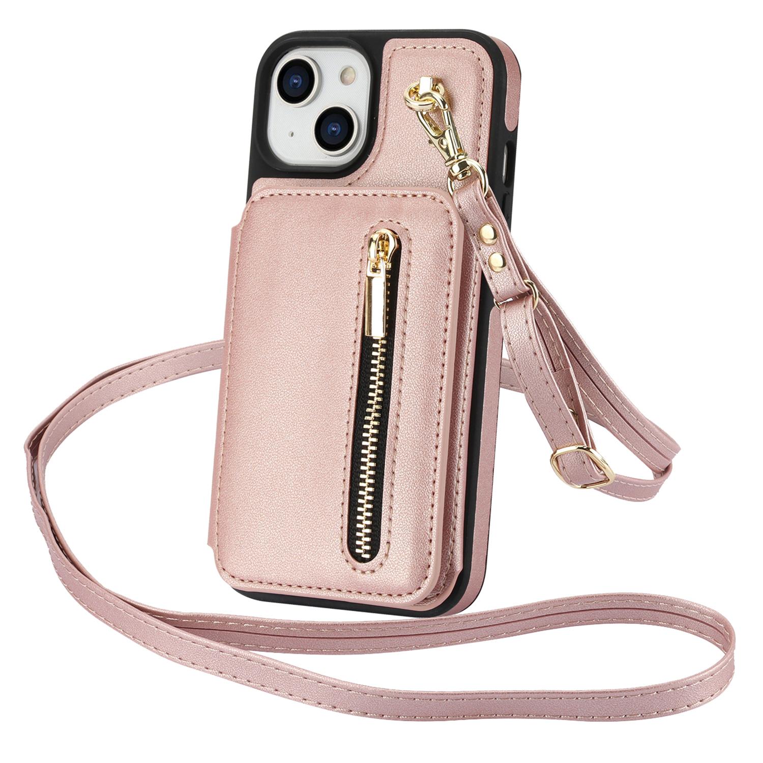 For iPhone 15 Case Zipper Leather+TPU Kickstand Phone Cover with Shoulder Strap Rose Gold
For iPhone 15 Case Zipper Leather+TPU Kickstand Phone Cover with Shoulder Strap Rose Gold