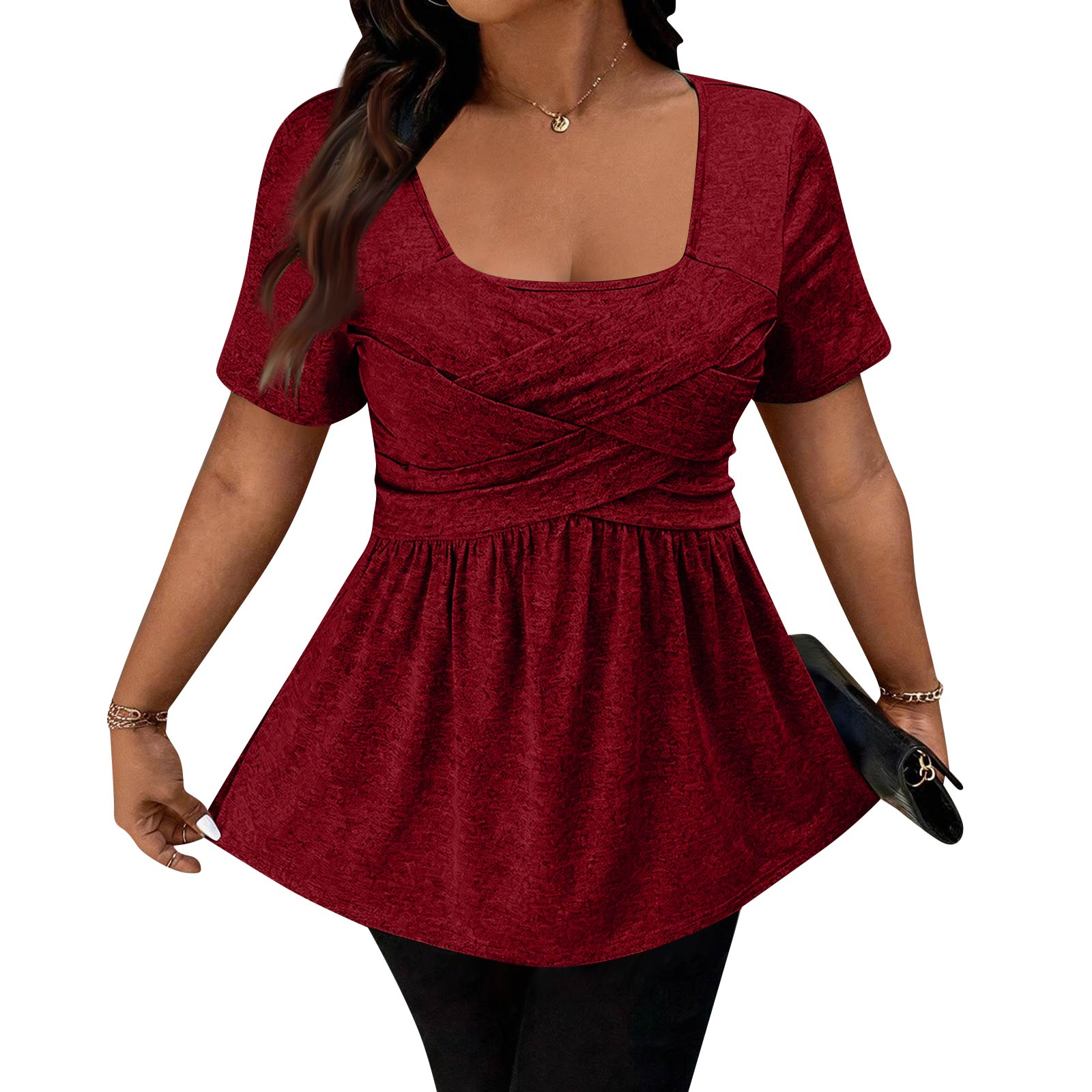 Women s Fashion Casual Square Neck Cross-Front Short Sleeve T-Shirt Top XL
Women s Fashion Casual Square Neck Cross-Front Short Sleeve T-Shirt Top XL