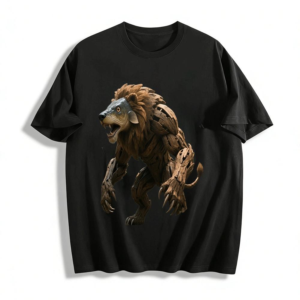 Wooden Fish Lion Monster Print Trendy Casual Short Sleeve T-Shirt Pure cotton T-shirt XXS
Wooden Fish Lion Monster Print Trendy Casual Short Sleeve T-Shirt Pure cotton T-shirt XXS