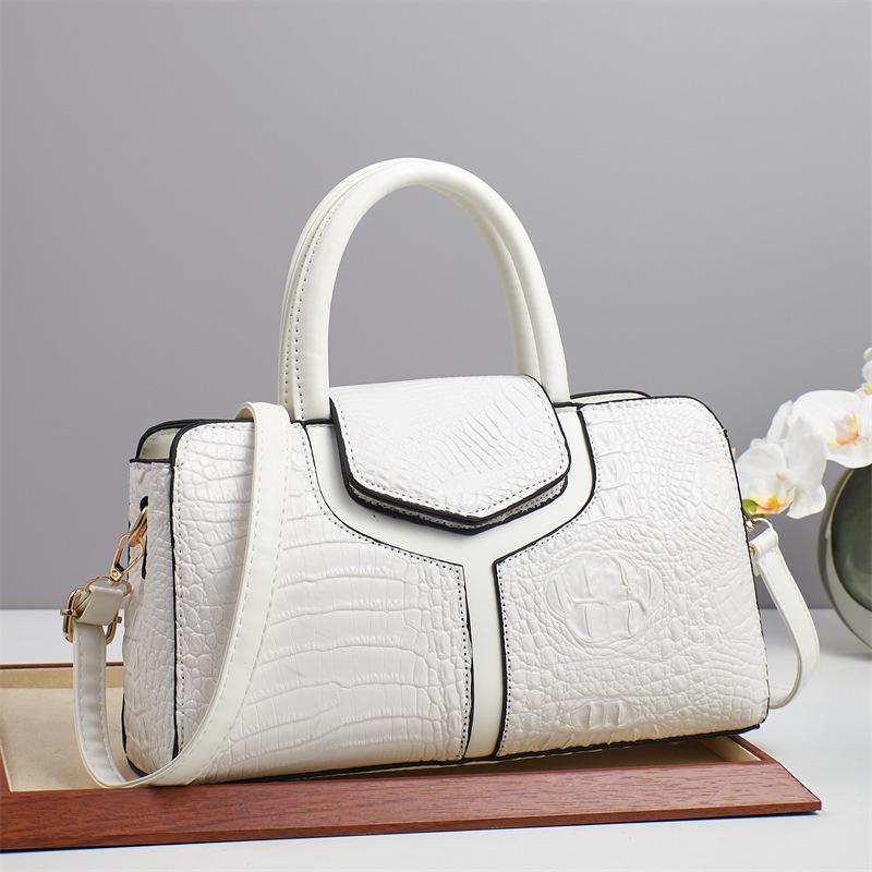 New crocodile pattern splicing high quality large capacity single shoulder oblique span texture solid color women s bag big bag білий
New crocodile pattern splicing high quality large capacity single shoulder oblique span texture solid color women s bag big bag білий