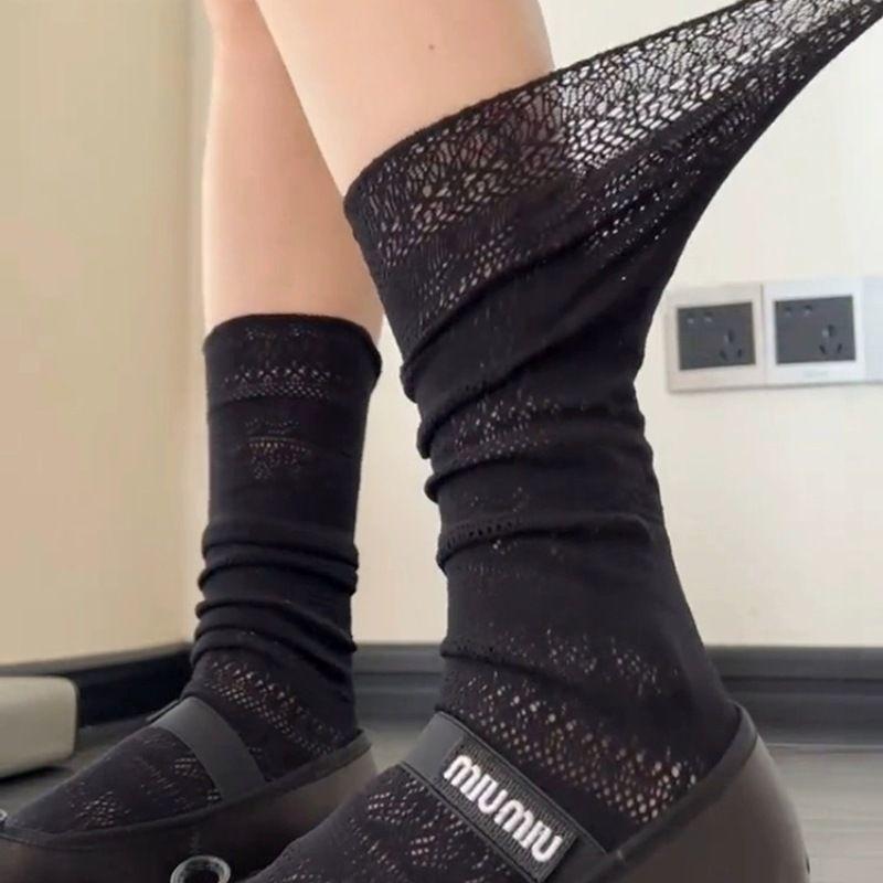 Spring And Summer Thin Hollow Light And Versatile Medium Tube Socks Fishing Net Calf Socks Lace Wavy Striped Stacking Socks One size fits all чорний
Spring And Summer Thin Hollow Light And Versatile Medium Tube Socks Fishing Net Calf Socks Lace Wavy Striped Stacking Socks One size fits all чорний