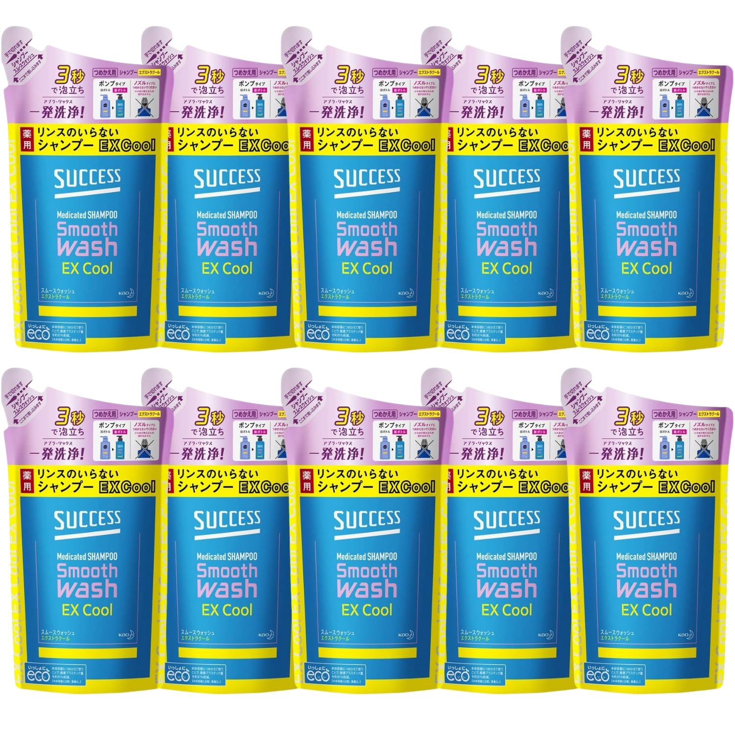 Kao Success Несмываемый лечебный шампунь Extra Cool Refill 320 мл Набор из 10 шт. 8LINK
Kao Success Несмываемый лечебный шампунь Extra Cool Refill 320 мл Набор из 10 шт. 8LINK
