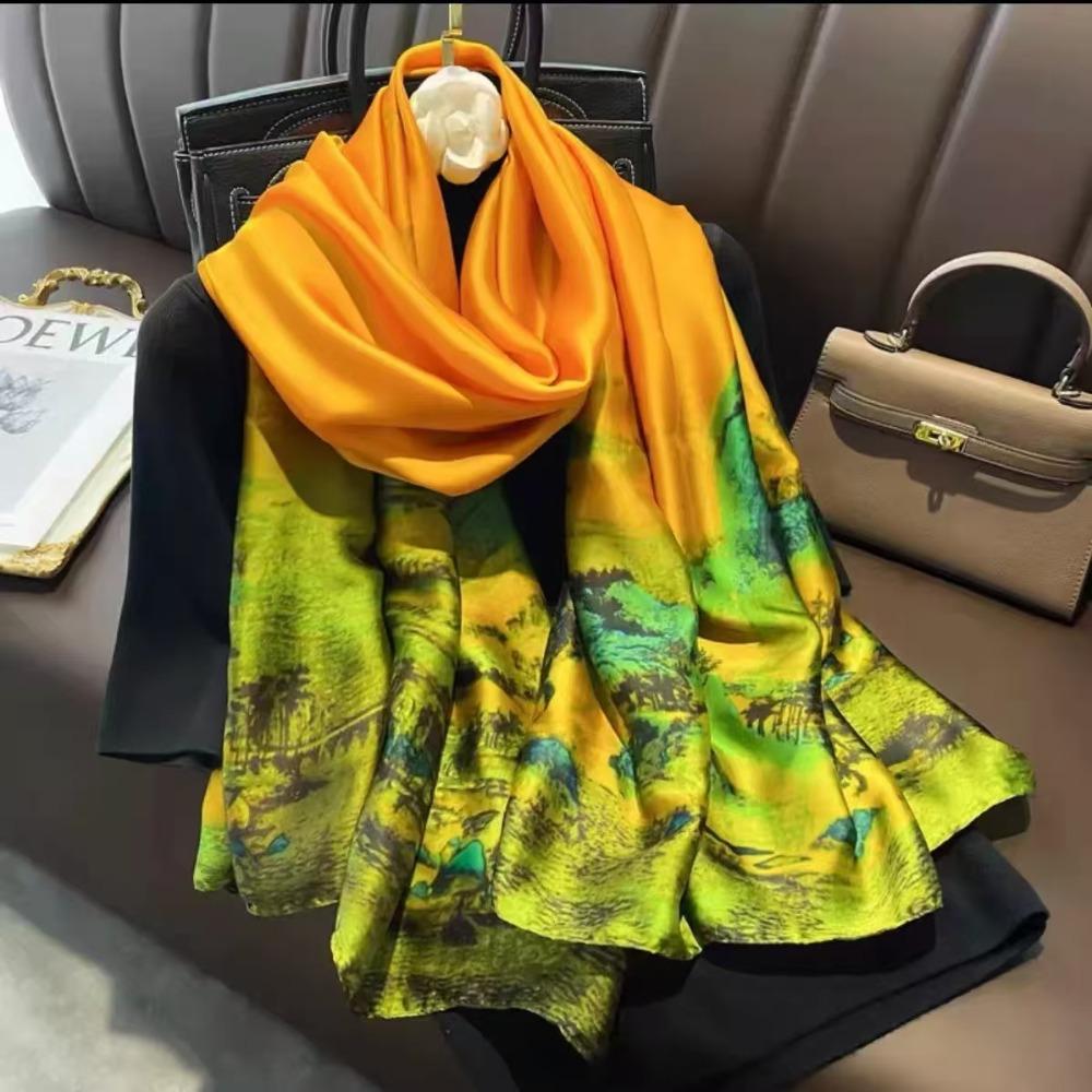 Printed Silk Scarf Summer Sun Protection Imitation Silk Scarf Foreign Style Shawl Fashion Towel Women Classic Camellia Print with Refined Design
Printed Silk Scarf Summer Sun Protection Imitation Silk Scarf Foreign Style Shawl Fashion Towel Women Classic Camellia Print with Refined Design