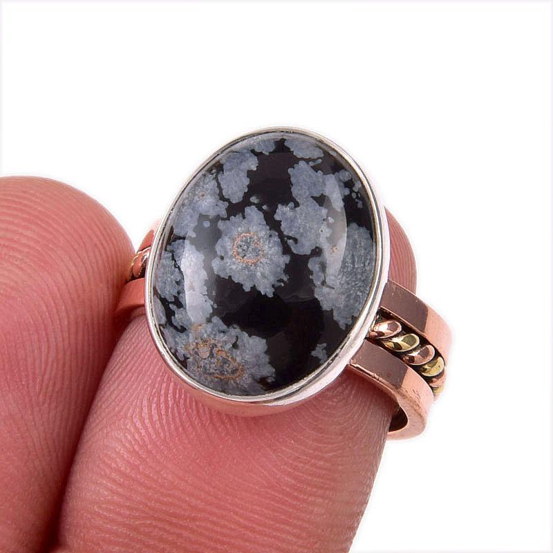 Natural Snowflake Obsidian Gemstone 925 Sterling Silver Two Tone Ring S.6.5 O2B57
Natural Snowflake Obsidian Gemstone 925 Sterling Silver Two Tone Ring S.6.5 O2B57