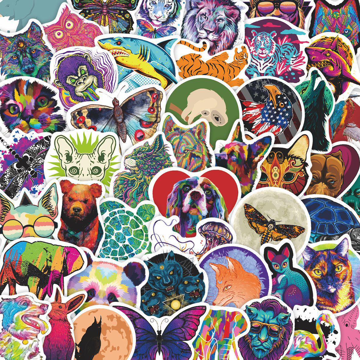 50 Cartoon Psychedelic Animal Stickers for DIY Stationery and Suitcase Decoration
50 Cartoon Psychedelic Animal Stickers for DIY Stationery and Suitcase Decoration