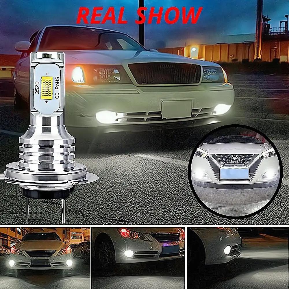 2 шт. Автомобильная светодиодная лампа 3570 CSP H7, дневные ходовые огни, прожекторы, фары, противотуманные фары, 6000 К, яркие, авто 12 В постоянного тока, модификация 2PCS H7