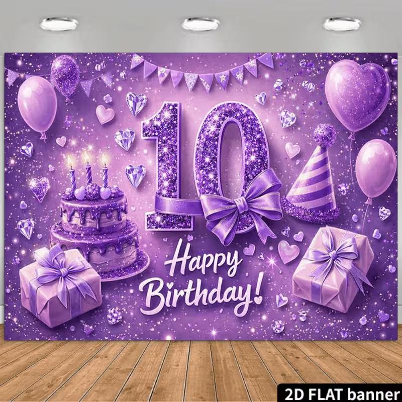2D Purple Diamond & Cake 10th Birthday Photography Background 47.2x31.5inch/120*80cm
2D Purple Diamond & Cake 10th Birthday Photography Background 47.2x31.5inch/120*80cm