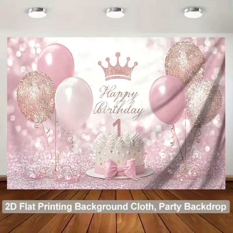 2D Pink Rose Gold 1st Birthday Backdrop Crown & Balloon Party Banner 47.2x31.5inch/120*80cm
2D Pink Rose Gold 1st Birthday Backdrop Crown & Balloon Party Banner 47.2x31.5inch/120*80cm