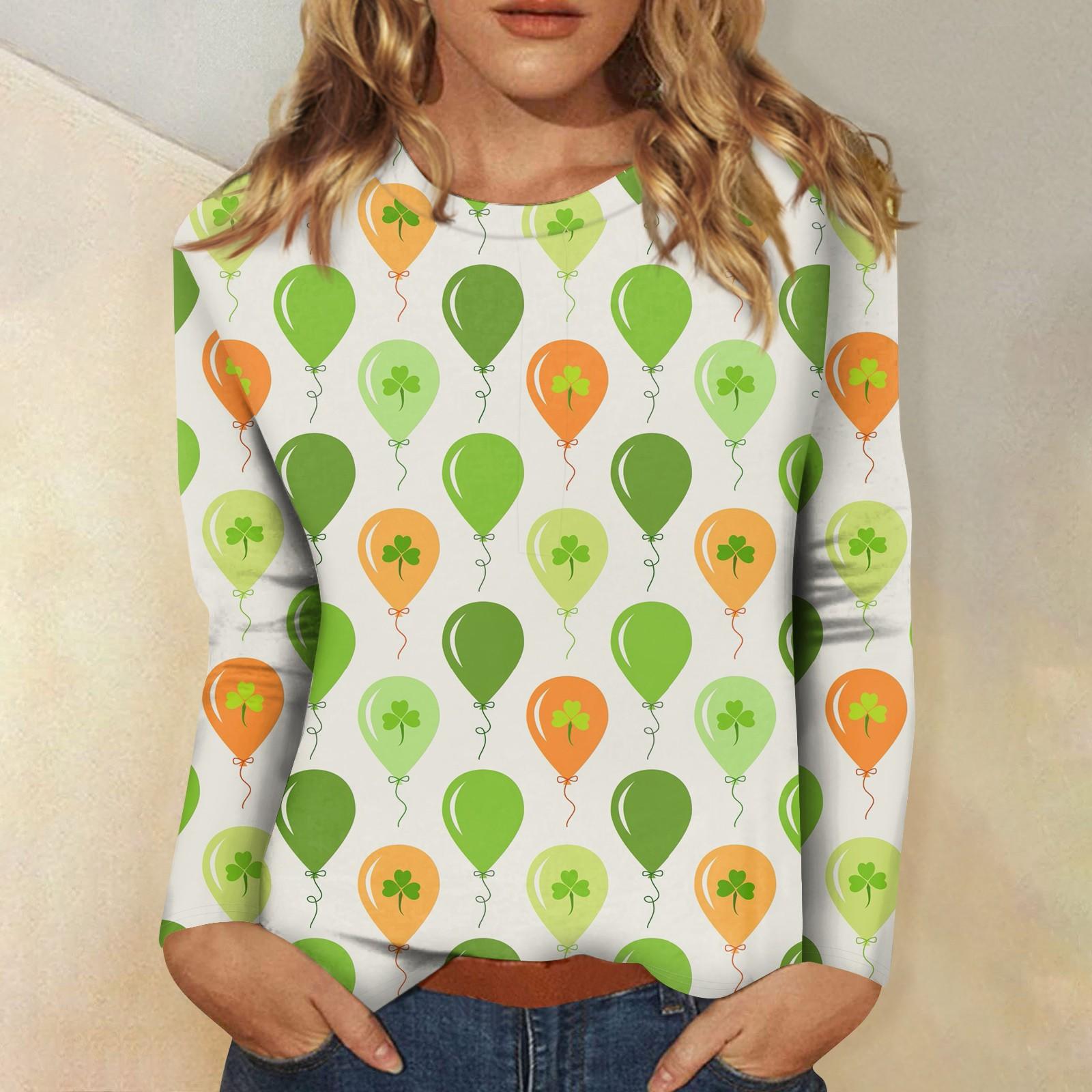 Жіноча мода повсякденна з довгим рукавом St. Топ-блузка з пуловери з круглим вирізом і принтом до Дня Святого Патрика XL помаранчевий
Жіноча мода повсякденна з довгим рукавом St. Топ-блузка з пуловери з круглим вирізом і принтом до Дня Святого Патрика XL помаранчевий