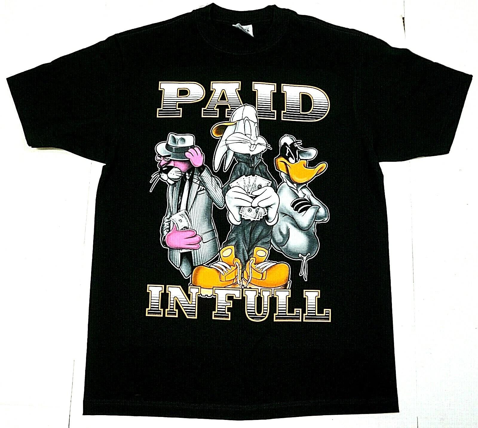 PAID IN FULL T-shirt Cartoon Pink Panther Bugs Daffy $ Money Cash Men s Tee New L
PAID IN FULL T-shirt Cartoon Pink Panther Bugs Daffy $ Money Cash Men s Tee New L