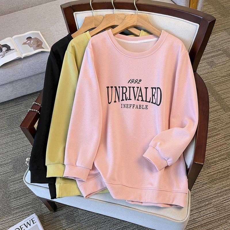 Plus Size Spring 200 Round Neck Long Sleeve Cotton Sweatshirt: Casual Letter Print Top for Women 4XL (160-200 jin)
Plus Size Spring 200 Round Neck Long Sleeve Cotton Sweatshirt: Casual Letter Print Top for Women 4XL (160-200 jin)