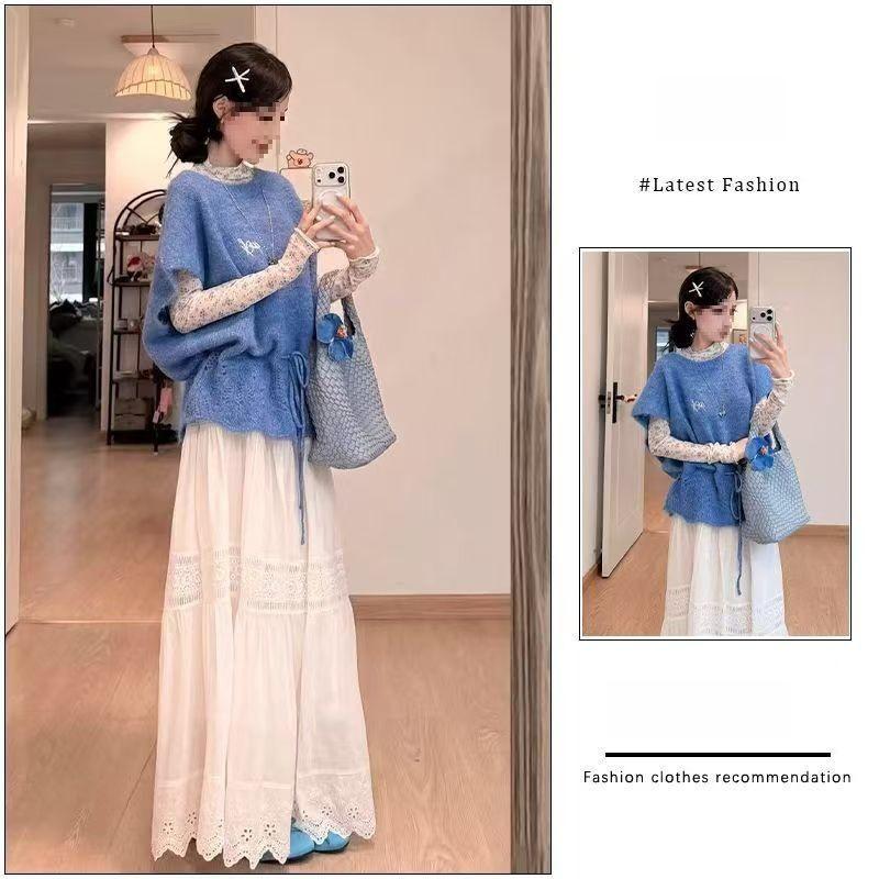 Women s Spring Korean Three-Piece Set: Blue Knitted Vest, Sleeveless Top, Floral Long-Sleeve Slim-Fit Skirt 4XL (160-180 jin)
Women s Spring Korean Three-Piece Set: Blue Knitted Vest, Sleeveless Top, Floral Long-Sleeve Slim-Fit Skirt 4XL (160-180 jin)