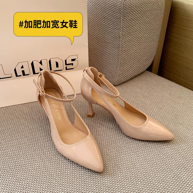 pointed stiletto high heels new oneword buckle single shoes widened large size women s shoes 35
pointed stiletto high heels new oneword buckle single shoes widened large size women s shoes 35