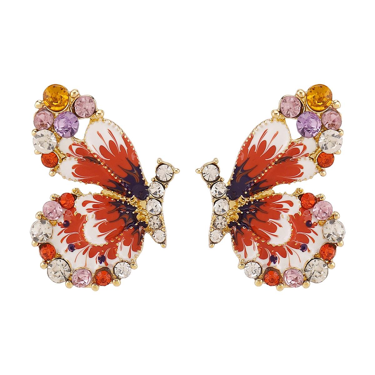 Pink Enamel Butterfly Stud Earrings Colorful Crystal Inlaid Butterfly Earrings Statement Jewelry for Women червоний
Pink Enamel Butterfly Stud Earrings Colorful Crystal Inlaid Butterfly Earrings Statement Jewelry for Women червоний