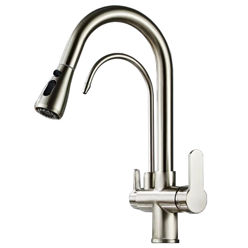 Purification Water Kitchen Faucet Black 360° Rotating Filter Water Faucets Pull Out Sprayer 3 Ways Hot Cold Water Mixer Tap with hoses срібний
Purification Water Kitchen Faucet Black 360° Rotating Filter Water Faucets Pull Out Sprayer 3 Ways Hot Cold Water Mixer Tap with hoses срібний