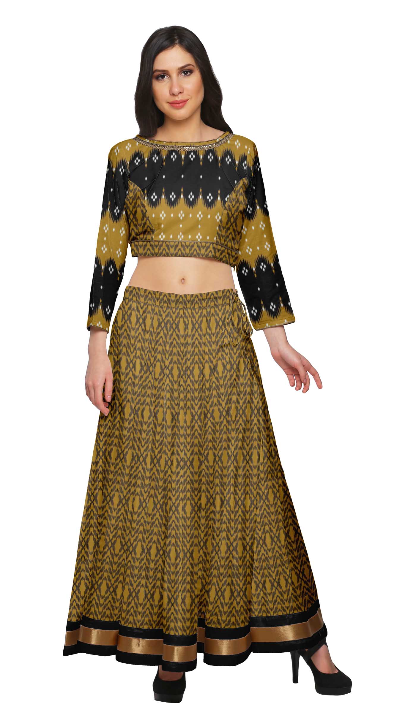 Moomaya Two Piece Long Skirt And Crop Top Printed Indian Ethnic Set For XS темно-жовтий колір
Moomaya Two Piece Long Skirt And Crop Top Printed Indian Ethnic Set For XS темно-жовтий колір