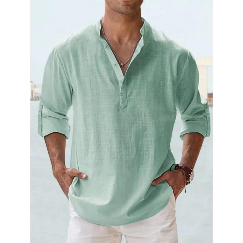Linen Stand Collar Long Sleeved T-shirt Loose Sweatshirt Solid Color Long Sleeved Cotton Linen Shirt for Men XL зелений
Linen Stand Collar Long Sleeved T-shirt Loose Sweatshirt Solid Color Long Sleeved Cotton Linen Shirt for Men XL зелений