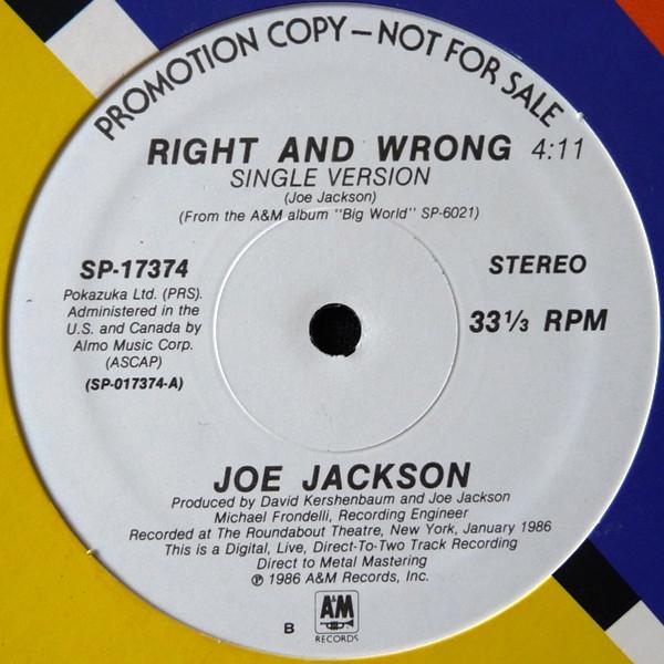 12inch Record JOE JACKSON - Right And Wrong SP17374 A&M Records 1986 US Rock Used
12inch Record JOE JACKSON - Right And Wrong SP17374 A&M Records 1986 US Rock Used