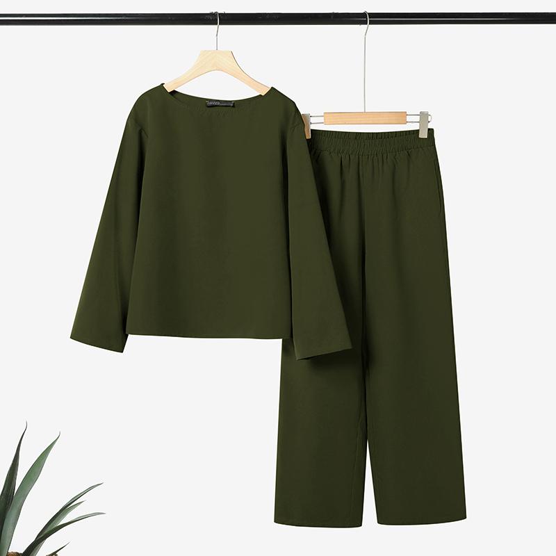 ZANZEA Women Long Sleeve Blouse and Pants Casual Two Piece Suit Sets 5XL армія зелений колір
ZANZEA Women Long Sleeve Blouse and Pants Casual Two Piece Suit Sets 5XL армія зелений колір