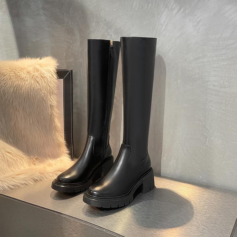 Cowhide version~ New long boots for women, small thick-soled heightened side zipper, velvet high boots, thick-heeled knight boots for women 40
Cowhide version~ New long boots for women, small thick-soled heightened side zipper, velvet high boots, thick-heeled knight boots for women 40