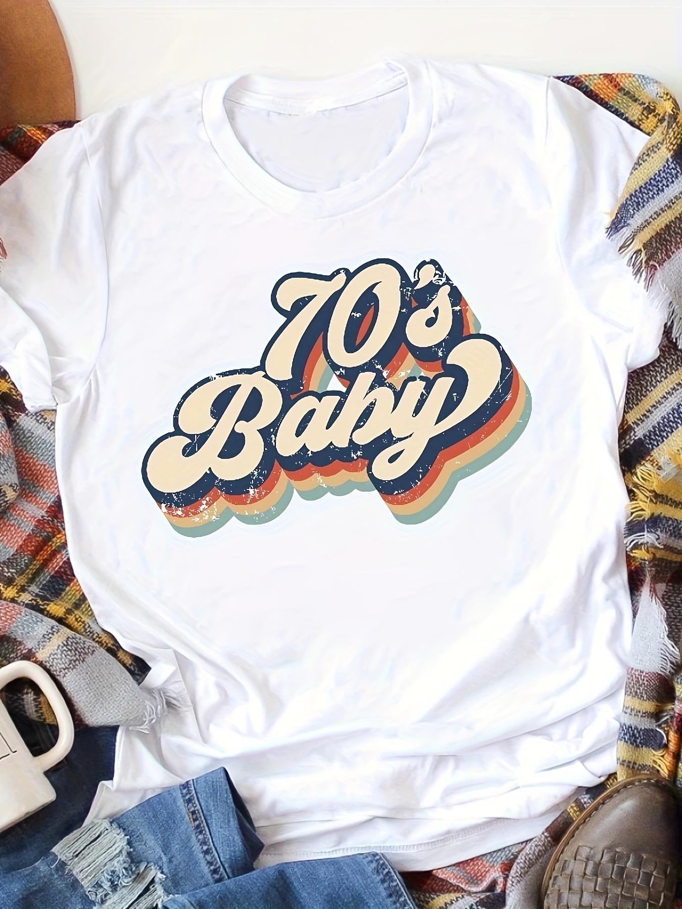 Womens 70s Retro Graphic Print Casual TShirt Black Round Neck Short Sleeve Tee Activewear for Comfort Ladies Summer Top S
Womens 70s Retro Graphic Print Casual TShirt Black Round Neck Short Sleeve Tee Activewear for Comfort Ladies Summer Top S