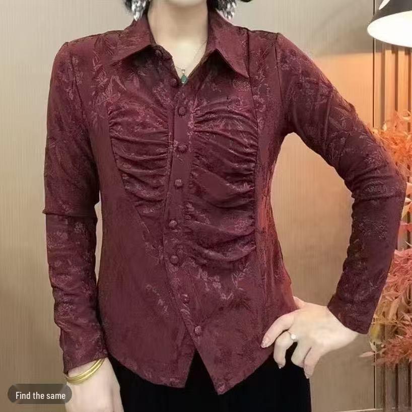 Women s Autumn Lapel Jacquard Pleated Shirt - Plus Size, Stretchy, Tummy-Covering Top 5XL червоний
Women s Autumn Lapel Jacquard Pleated Shirt - Plus Size, Stretchy, Tummy-Covering Top 5XL червоний