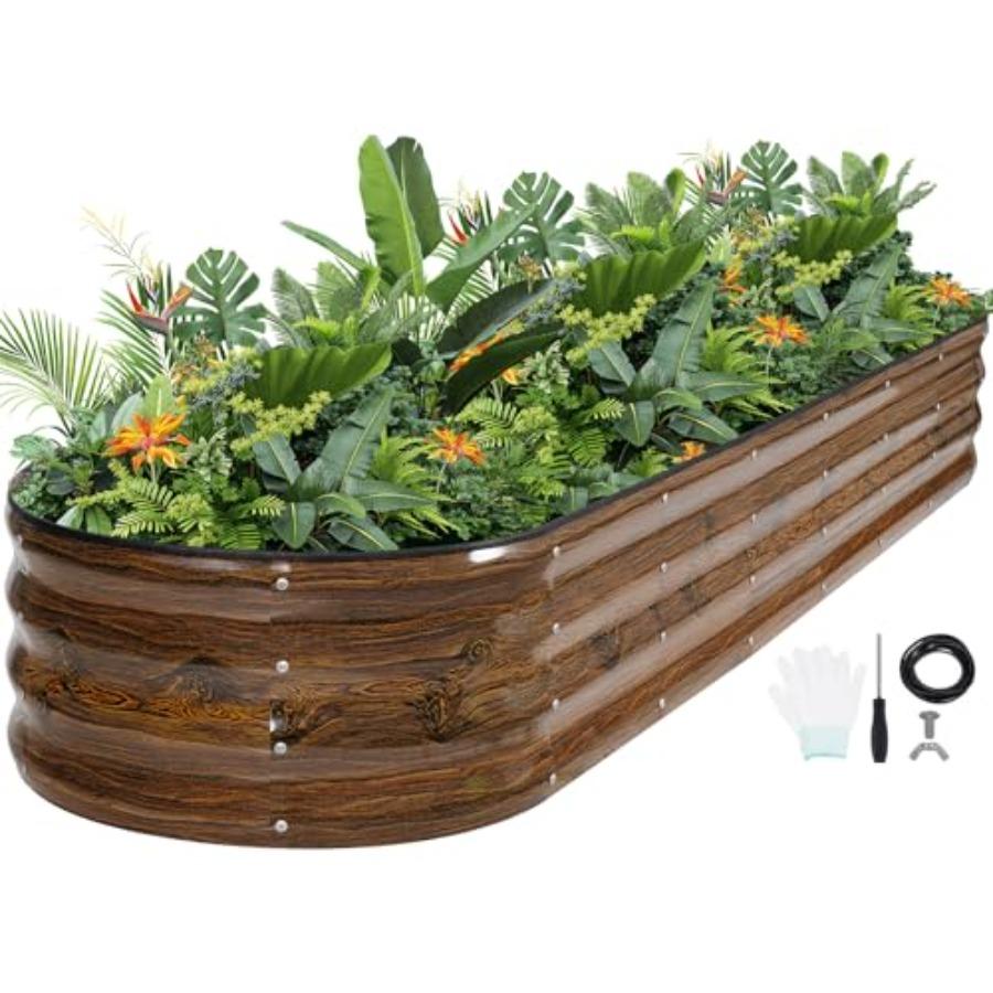 Oval Metal Outdoor Raised Garden Bed 8x2x1ft with Protective Tape Gloves Tools for Vegetables Fruits Flowers Herbs Grain Garden United States
Oval Metal Outdoor Raised Garden Bed 8x2x1ft with Protective Tape Gloves Tools for Vegetables Fruits Flowers Herbs Grain Garden United States