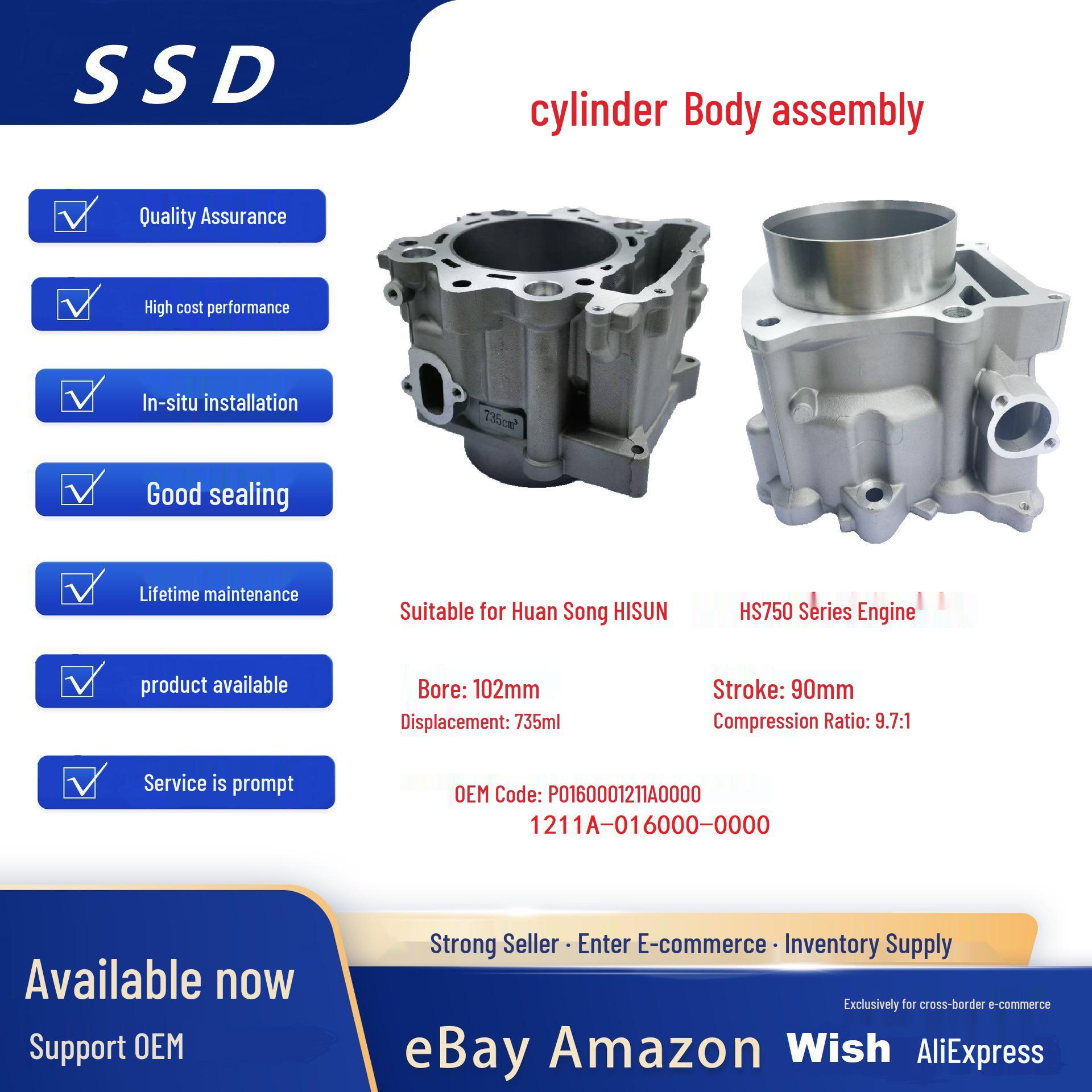 Cylinder Block & Head Assembly for HISUN HS750 ATV/UTV 735cc /
Cylinder Block & Head Assembly for HISUN HS750 ATV/UTV 735cc /