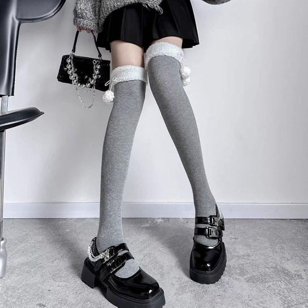 30/45cm Woolen Knitted Stockings Lace Up Coral Fleece Stocking Kawaii Winter Knee High Socks Lady 48cm Grey
30/45cm Woolen Knitted Stockings Lace Up Coral Fleece Stocking Kawaii Winter Knee High Socks Lady 48cm Grey