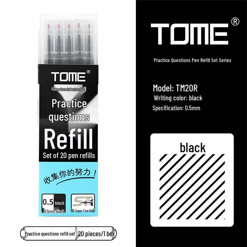 TOME20 Neutral Black 0.5mm Pen Refills Set - 20-Pack for Student Exams
TOME20 Neutral Black 0.5mm Pen Refills Set - 20-Pack for Student Exams