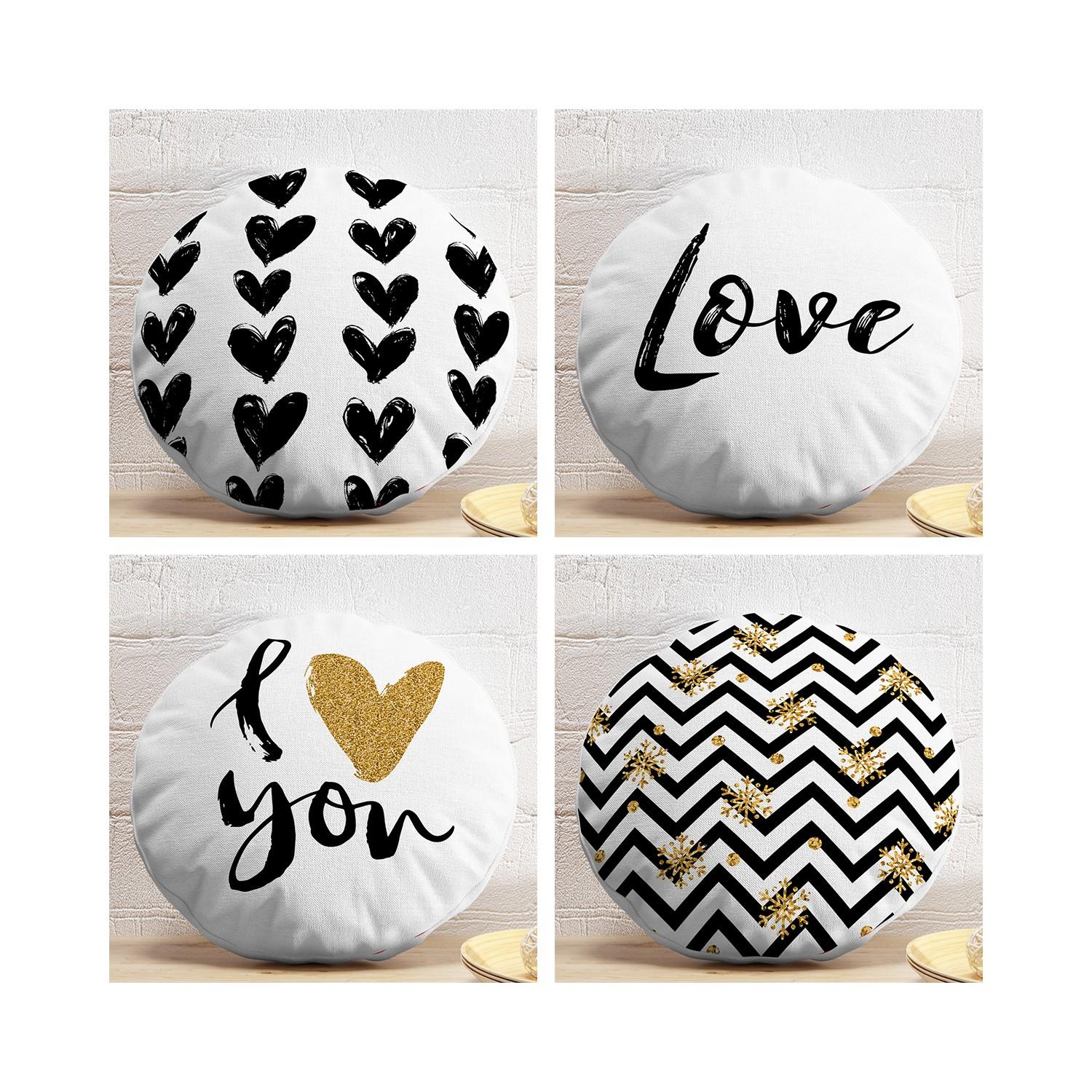 Комплект из 4 наволочек Realhomes I Love You с круглой подушкой 
Комплект из 4 наволочек Realhomes I Love You с круглой подушкой