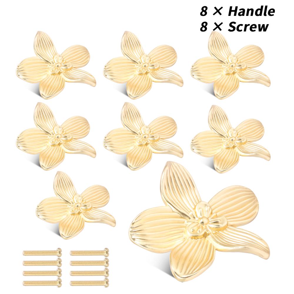8Pcs Gold Flower Drawer Knobs Zinc Alloy Wear Resistant Rustproof Cabinet Handle Single Hole with Screws for Wardrobe Bookshelf
8Pcs Gold Flower Drawer Knobs Zinc Alloy Wear Resistant Rustproof Cabinet Handle Single Hole with Screws for Wardrobe Bookshelf
