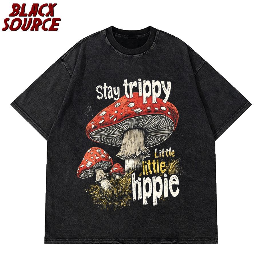 Summer Womens Cotton Washed TShirts Stay Trippy Little Hippie Mushroom Printed Streetwear Loose ONeck Vintage Female Clothes S
Summer Womens Cotton Washed TShirts Stay Trippy Little Hippie Mushroom Printed Streetwear Loose ONeck Vintage Female Clothes S