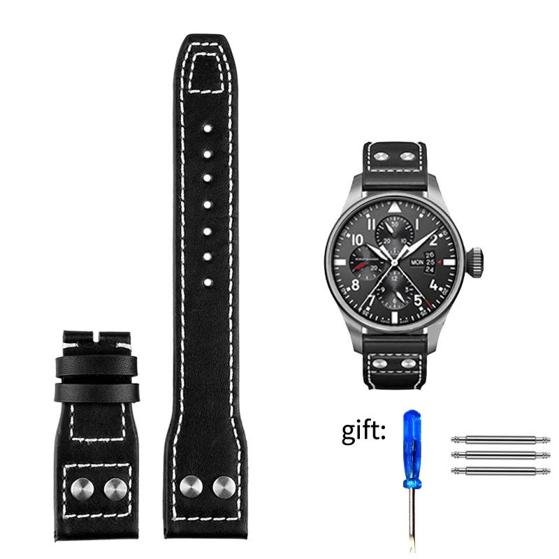 Genuine Leather Rivets Watchband For IWC Big Pilot Spitfire Brown Black Cowhide Folding Buckle Watch Men Strap 21x18mm 22x18mm 21mm
Genuine Leather Rivets Watchband For IWC Big Pilot Spitfire Brown Black Cowhide Folding Buckle Watch Men Strap 21x18mm 22x18mm 21mm