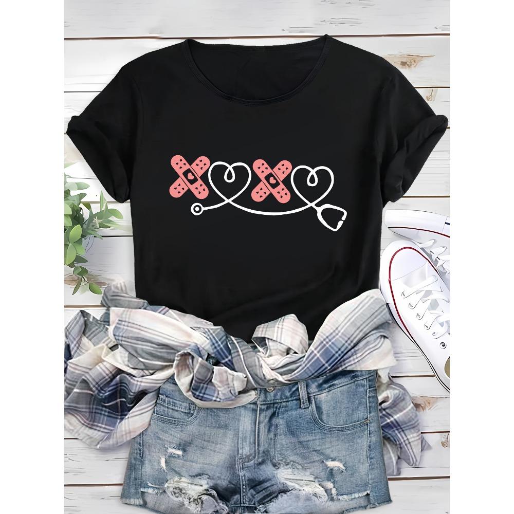 Love Band Aid Printed Women s Cute Simple Round Neck Sports Casual Sleeve Style Love Band Aid T-shirt S
Love Band Aid Printed Women s Cute Simple Round Neck Sports Casual Sleeve Style Love Band Aid T-shirt S