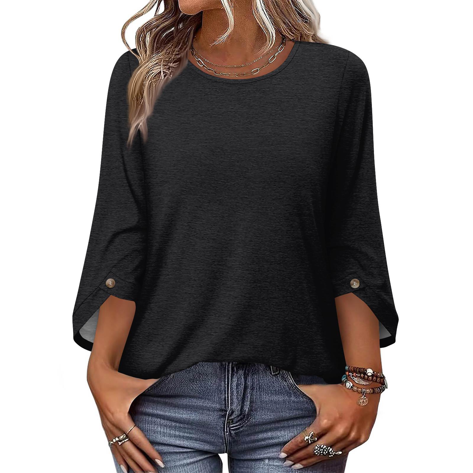 Women’s Casual Loose Fit Three Quarter Sleeve Button Blouse Round Neck Lightweight Pullover Top for Daily Wear M чорний
Women’s Casual Loose Fit Three Quarter Sleeve Button Blouse Round Neck Lightweight Pullover Top for Daily Wear M чорний