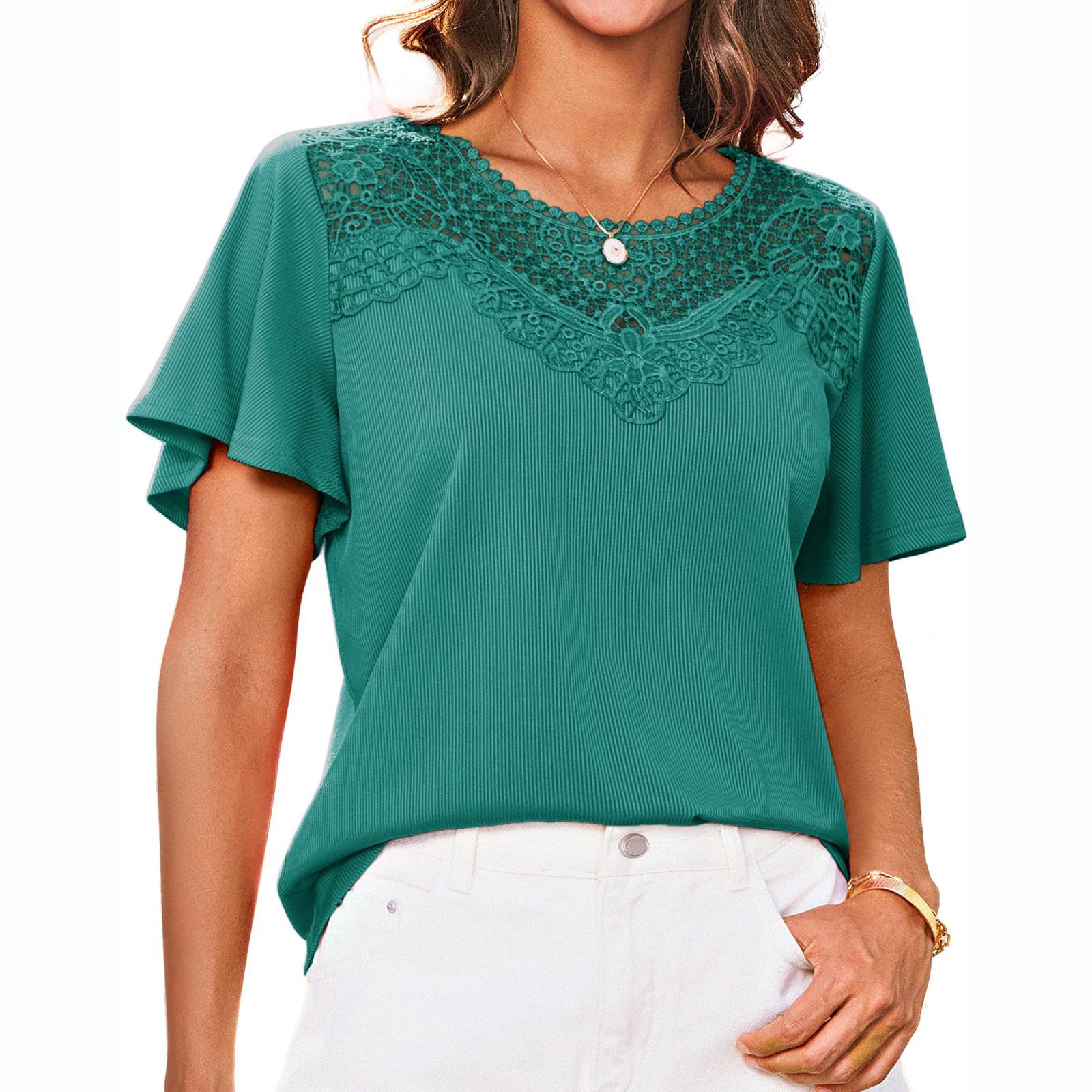 Women s Casual Short Sleeve Top Lace Trim Round Neck Blouse Lightweight Soft Fabric Summer Shirt XXL синий
Women s Casual Short Sleeve Top Lace Trim Round Neck Blouse Lightweight Soft Fabric Summer Shirt XXL синий