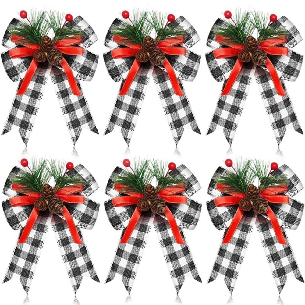 6 Pack Xmas Bows with Pine Cones and Pine Needles Suitable for Tree Wreath Wrapping and Festive DIY Decoration
6 Pack Xmas Bows with Pine Cones and Pine Needles Suitable for Tree Wreath Wrapping and Festive DIY Decoration