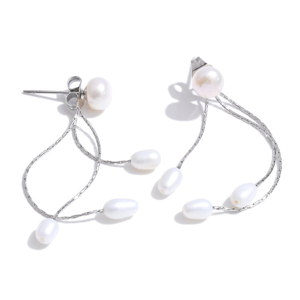 Yhpup Luxury Natural Freshwater Pearls Tassel Chain Drop Earrings for Women Stainless Steel High Quality Attractive Jewelry Gift
Yhpup Luxury Natural Freshwater Pearls Tassel Chain Drop Earrings for Women Stainless Steel High Quality Attractive Jewelry Gift