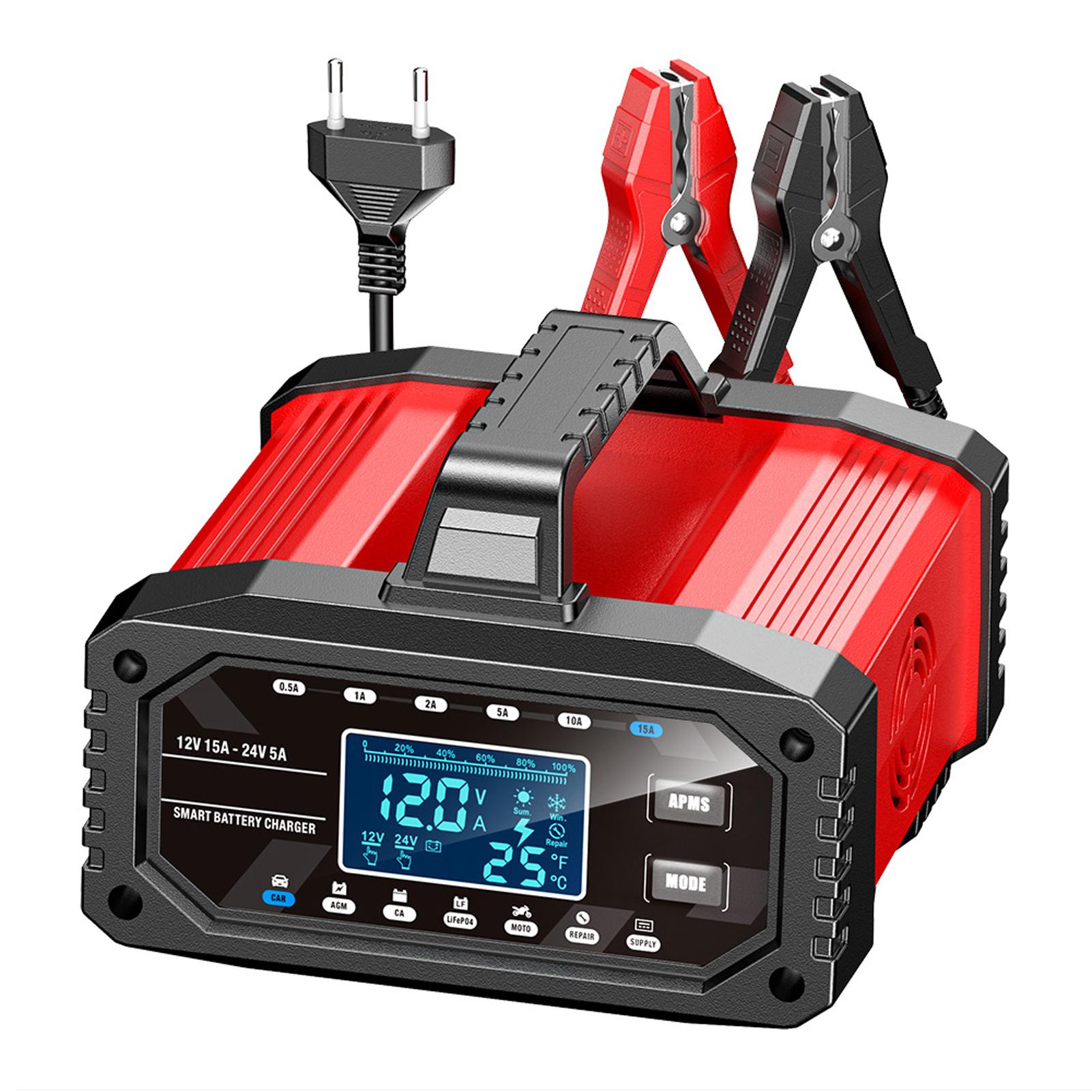 12V 24V Portable Battery Maintainer, 15A Power Supply with Car AGM Ca LiFePO4 Moto Repair Supply Modes, LCD Display, EU Plug
12V 24V Portable Battery Maintainer, 15A Power Supply with Car AGM Ca LiFePO4 Moto Repair Supply Modes, LCD Display, EU Plug