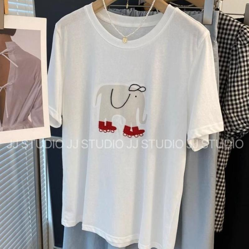 Women s Cute Elephant Embroidery T-Shirt, Casual Crew Neck Cotton Tee, Cartoonc Pattern Summer Top S білий
Women s Cute Elephant Embroidery T-Shirt, Casual Crew Neck Cotton Tee, Cartoonc Pattern Summer Top S білий