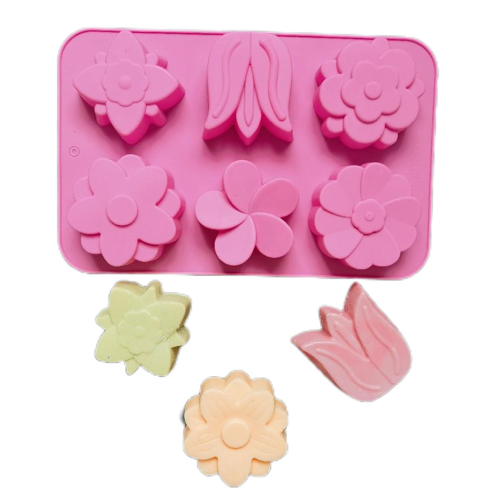 Виды силиконовых форм для цветов. Различные формы для выпечки в форме цветов. Подходит для мыла и изготовления свечей. Форма для шоколада. One Size розовый