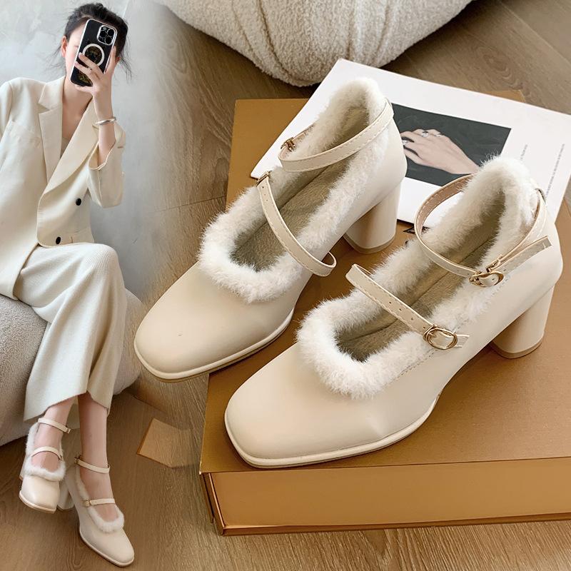 High heels women s new mink hair French thick heel fairy style word with Mary Jane women s shoes retro square head single shoes 35
High heels women s new mink hair French thick heel fairy style word with Mary Jane women s shoes retro square head single shoes 35